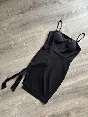 Classic Black Mini Dress with Leg Tie